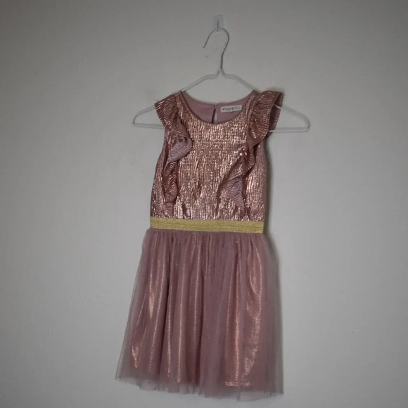 Nannette Kids Pink Dress Metallic Sz 6X Sparkly Tulle Party Princess Ballerina - Picture 3 of 16